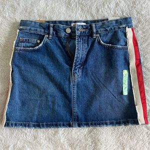Zara Striped Jean Mini Skirt